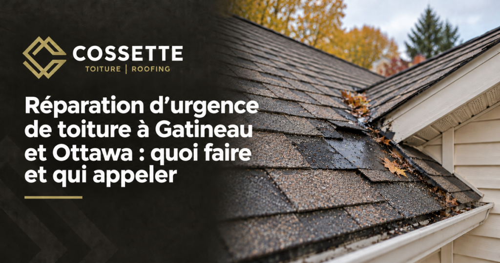 Guide de Toitures Cossette sur les mesures à prendre et les personnes à appeler pour une urgence de toiture à Gatineau ou Ottawa