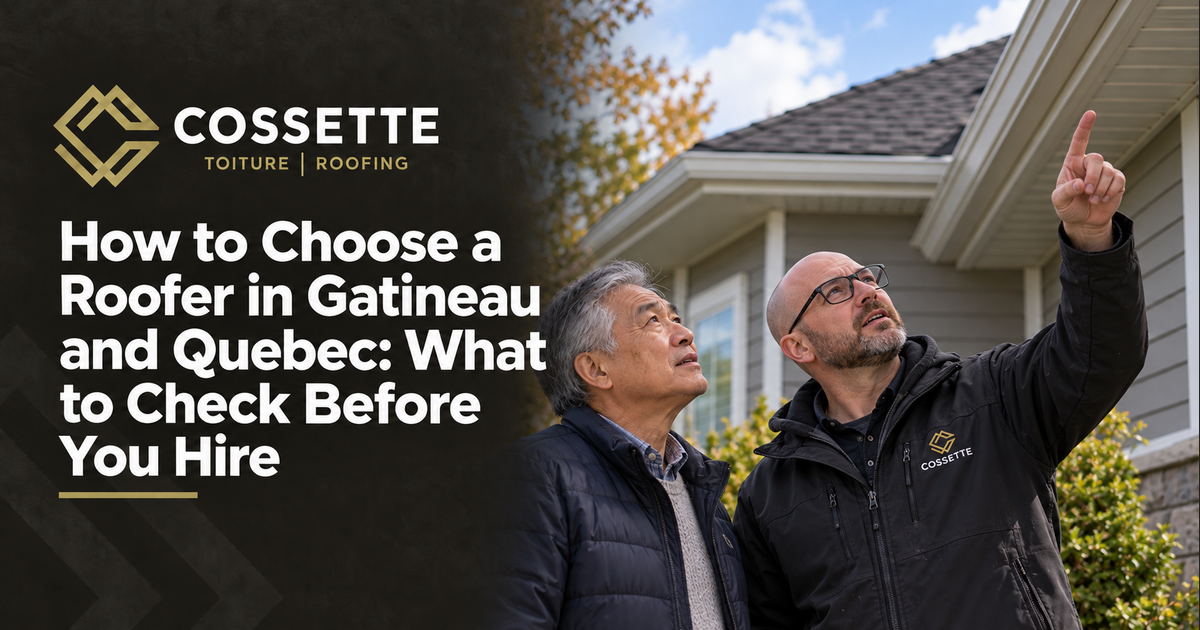 Cossette Roofing guide: How to Choose a Roofer in Gatineau and Quebec: What to Check Before You Hire