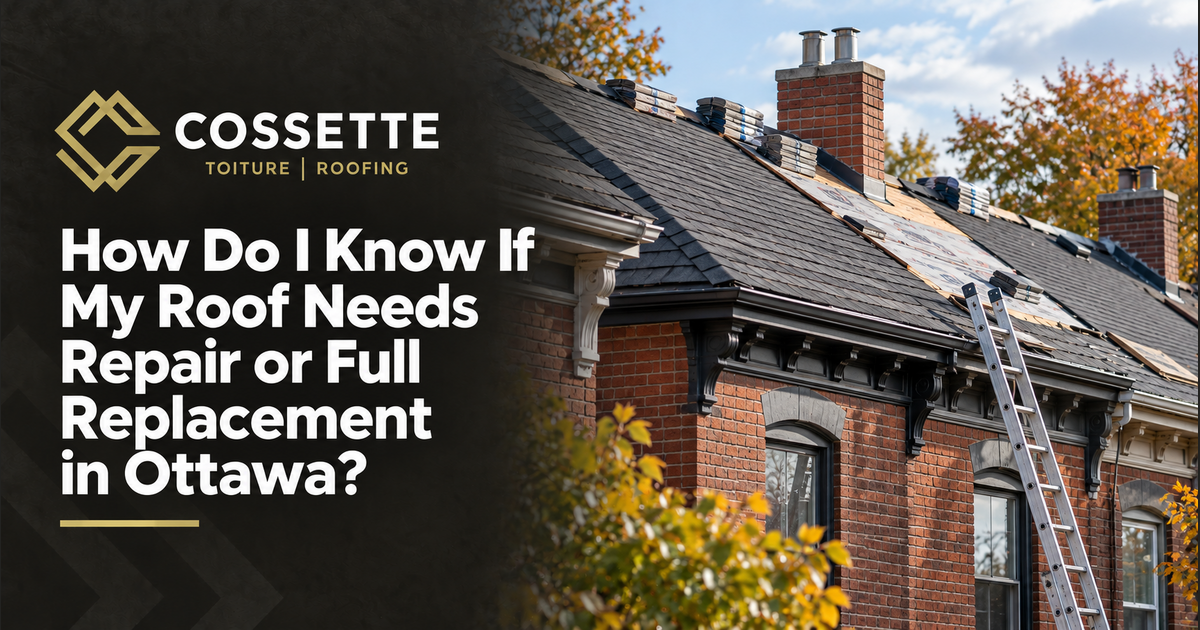 Cossette Roofing guide: How Do I Know If My Roof Needs Repair or Full Replacement in Ottawa?
