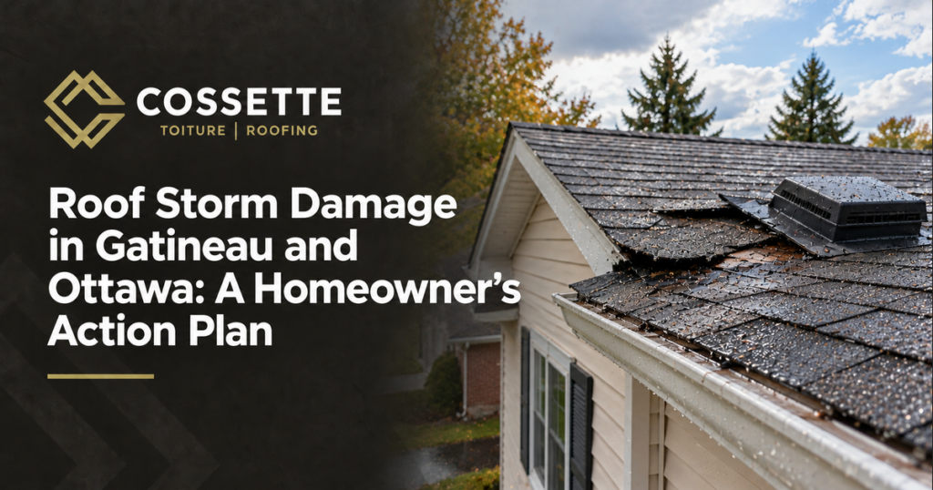 Cossette Roofing guide: Roof Storm Damage in Gatineau and Ottawa: A Homeowner’s Action Plan