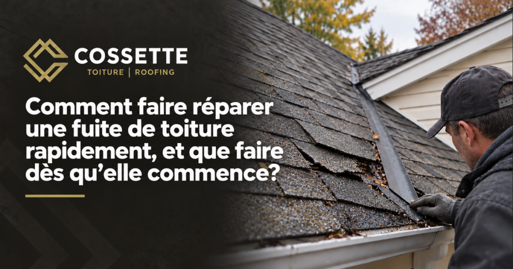 Guide de Toitures Cossette : Comment faire réparer une fuite de toiture rapidement, et que faire dès qu'elle commence?