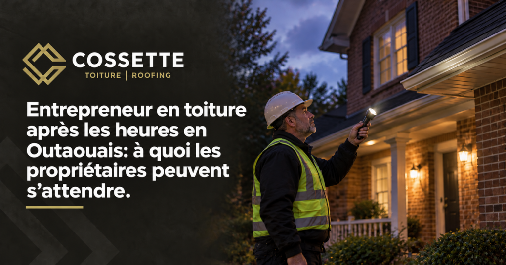 Guide de Toitures Cossette : Entrepreneur en toiture après les heures en Outaouais: à quoi les propriétaires peuvent s’attendre.